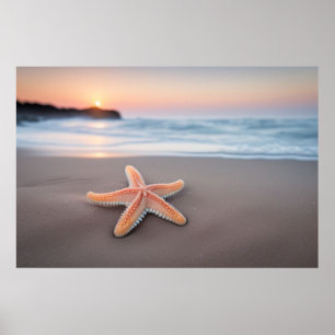 Seestern liegt an einem Strand Poster