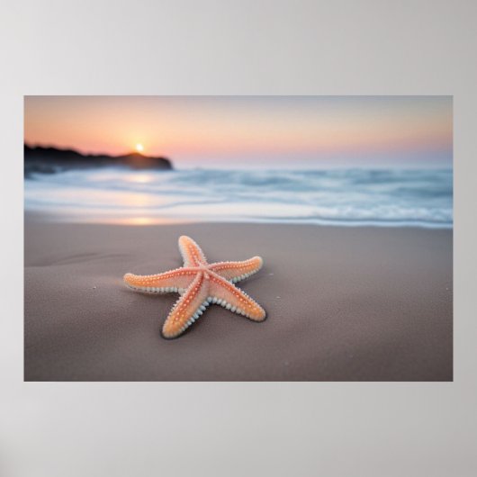 Seestern liegt an einem Strand Poster (Vorne)