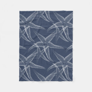Seestern Navy Blau Strand Fleece Decke