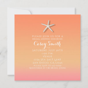 Seestern Orange & Rosa Strand Sommer Brautparty Einladung