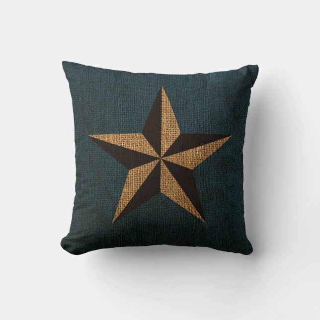 Seestern-rustikales Tiefsee-Blau Kissen (Vorderseite)