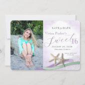 Seestern-Spitze Sweet 16 Save the Date mit Foto (Vorderseite)
