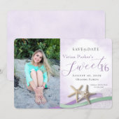 Seestern-Spitze Sweet 16 Save the Date mit Foto (Vorne/Hinten)