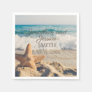 Seestern Strand Ozeansand Zwischen Zehen Hochzeit Serviette