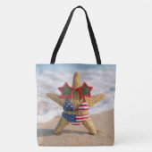 Seestern trägt Flaggen-Bikini und Sternbrille Tasche (Vorderseite)