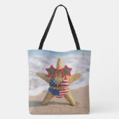 Seestern trägt Flaggen-Bikini und Sternbrille Tasche (Rückseite)