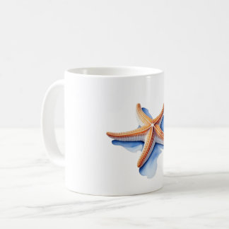 Seestern und blaue Silhouette Kaffeetasse