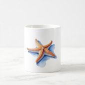 Seestern und blaue Silhouette Kaffeetasse (Mittel)