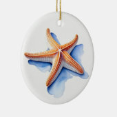 Seestern und blaue Silhouette Keramik Ornament (Rechts)