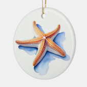 Seestern und blaue Silhouette Keramik Ornament (Links)