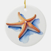 Seestern und blaue Silhouette Keramik Ornament (Hinten)