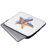 Seestern und blaue Silhouette Laptopschutzhülle (Vorne Knopf)