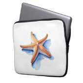 Seestern und blaue Silhouette Laptopschutzhülle (Vorderseite Links)