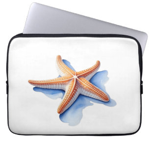 Seestern und blaue Silhouette Laptopschutzhülle