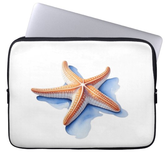 Seestern und blaue Silhouette Laptopschutzhülle (Vorderseite)