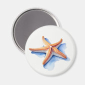 Seestern und blaue Silhouette Magnet (Vorderseite/Rückseite)