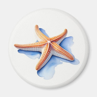 Seestern und blaue Silhouette Magnet