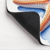 Seestern und blaue Silhouette Mousepad (Ecke)