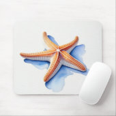 Seestern und blaue Silhouette Mousepad (Mit Mouse)