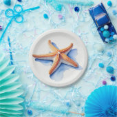 Seestern und blaue Silhouette Pappteller (Party)