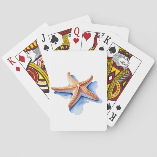 Seestern und blaue Silhouette Spielkarten (Rückseite)