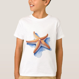 Seestern und blaue Silhouette T-Shirt