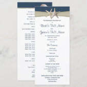 Seestern und Jute Blau Strand Hochzeitsprogramm Programm (Vorne/Hinten)