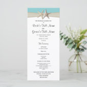 Seestern und Jute-Korallen-Strand-Hochzeitsprogram Programm (Stehend Vorderseite)