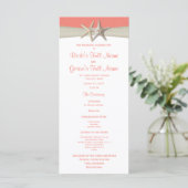 Seestern und Jute-Korallen-Strand-Hochzeitsprogram Programm (Stehend Vorderseite)