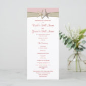 Seestern und Jute Rosa Strand-Hochzeitsprogramm Programm (Stehend Vorderseite)