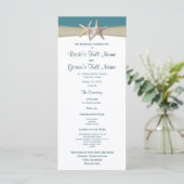 Seestern und Jute-Strand-Hochzeitsprogramm Programm (Stehend Vorderseite)