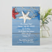 Seestern und Netz in patriotischen Farben Einladung (Stehend Vorderseite)
