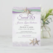 Seestern und Spitze Sweet 16 Einladung (Stehend Vorderseite)
