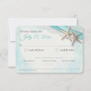 Seestern und Spitze Vintage Strand Türkis RSVP Karte