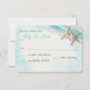Seestern und Spitze Vintage Strand Türkis RSVP Karte