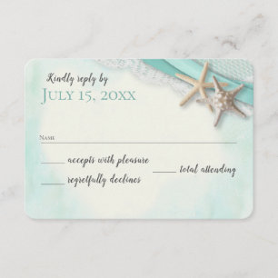 Seestern und Spitzen Vintage-Strand-Antwortkarte RSVP Karte