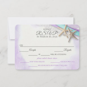 Seestern und Spitzen Vintage-Strand Lila RSVP-Kart RSVP Karte