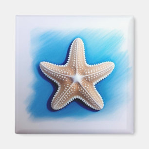 Seestern-Wachsmalstiftzeichnung Magnet