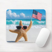 Seestern winkt mit der amerikanischen Flagge Mousepad (Mit Mouse)