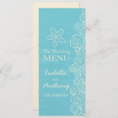 Seesternblaues u. Sahnehochzeitsabendessenmenü Menükarte (Vorne/Hinten)