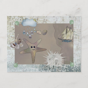 Seesterncollage Postkarte