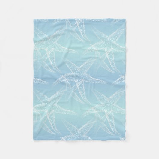 Seesterne Aqua Blau Strand Fleece Decke (Vorderseite)