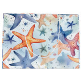 Seesterne Aquarellkunst Große Geschenktüte (Rückseite)