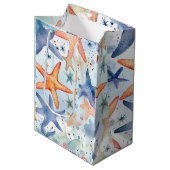 Seesterne Aquarellkunst Mittlere Geschenktüte (Vorderseite Schrägansicht)