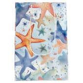 Seesterne Aquarellkunst Mittlere Geschenktüte (Rückseite)