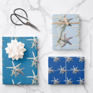 Seesterne Blautöne Geschenkpapier Set