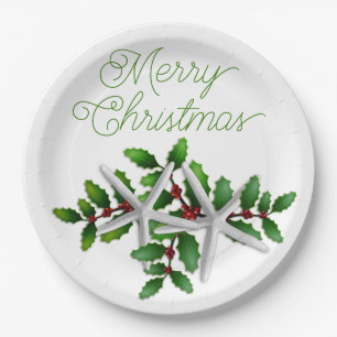 Seesterne Frohe Weihnachtsfeier Papier Teller