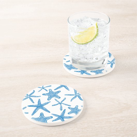 Seesterne in blau getränkeuntersetzer (Seite)