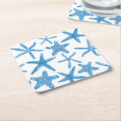 Seesterne in blau rechteckiger pappuntersetzer (angewinkelt)