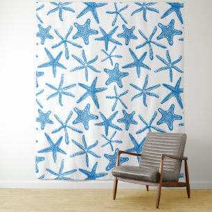 Seesterne in blau wandteppich